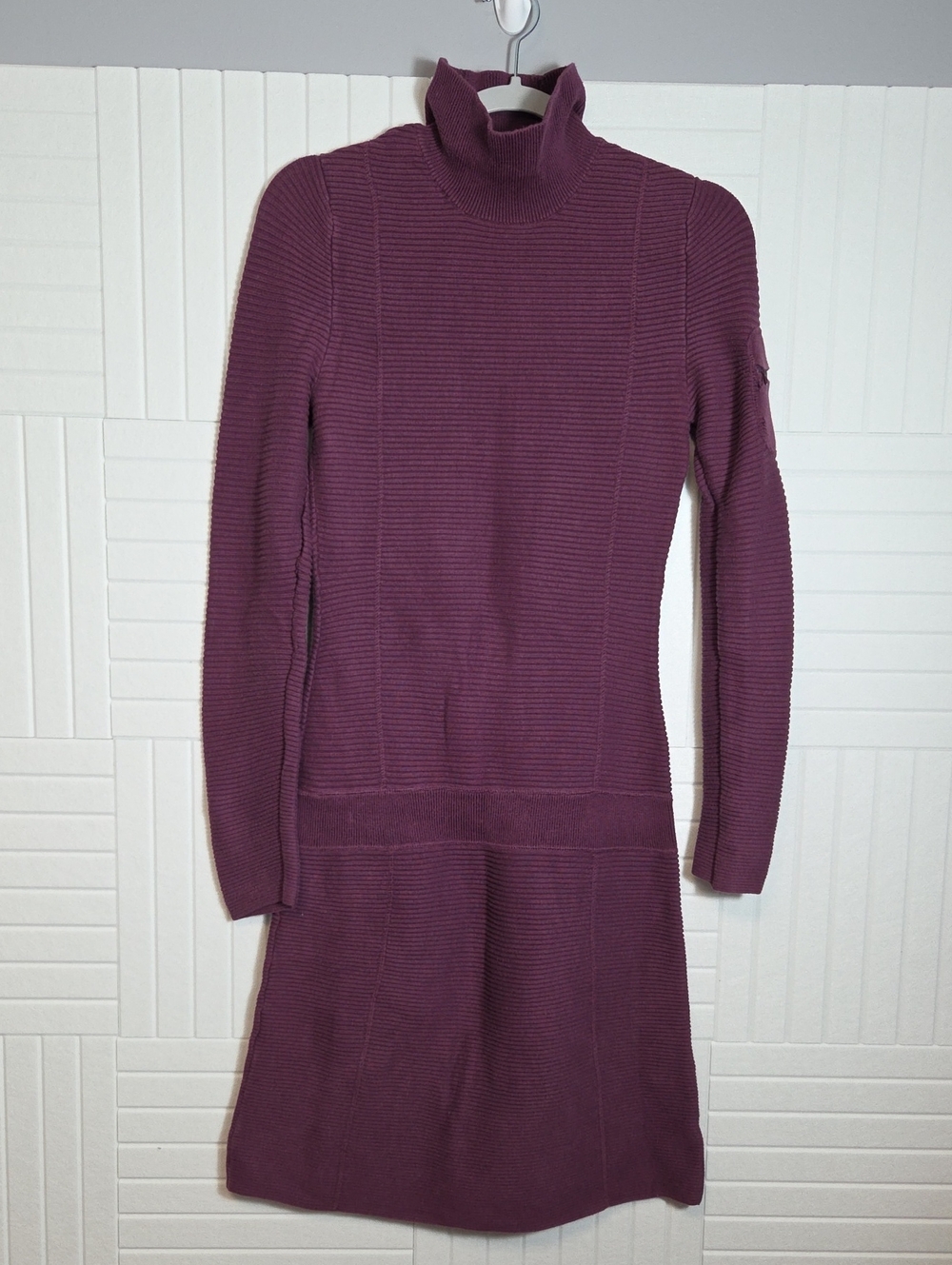 Athleta Cotton/Wool Purple Ribbed Sweater Dress Size S